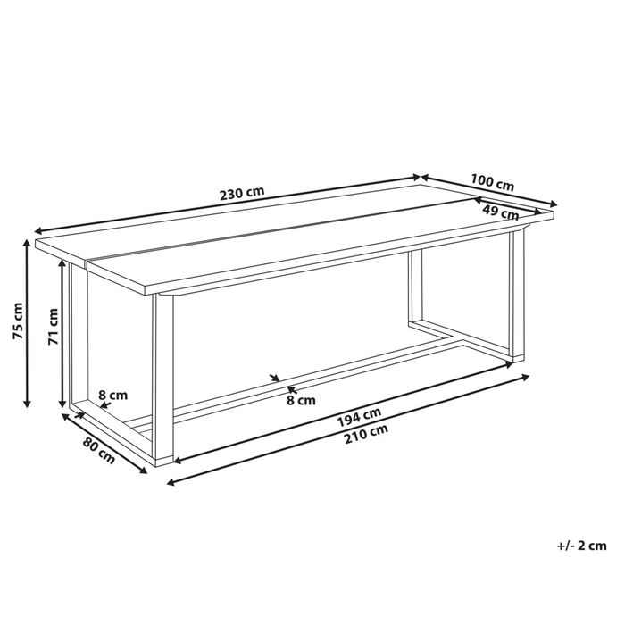 Tavolo da pranzo da giardino in legno di acacia chiaro 230 x 100 cm per 6 persone all'aperto rettangolare in stile rustico