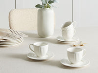 Set di 4 tazzine con piattini Porcellana bianca di caolino fatta a mano con finitura lucida Servizio per 4 persone Tè Caffè Cucina Sala da pranzo