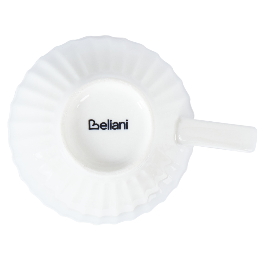 Set di 4 tazzine con piattini Porcellana bianca di caolino fatta a mano con finitura lucida Servizio per 4 persone Tè Caffè Cucina Sala da pranzo