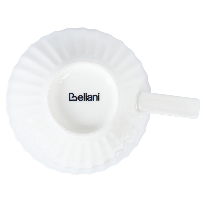 Set di 4 tazzine con piattini Porcellana bianca di caolino fatta a mano con finitura lucida Servizio per 4 persone Tè Caffè Cucina Sala da pranzo