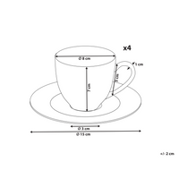 Set di 4 tazzine con piattini Porcellana bianca di caolino fatta a mano con finitura lucida Servizio per 4 persone Tè Caffè Cucina Sala da pranzo