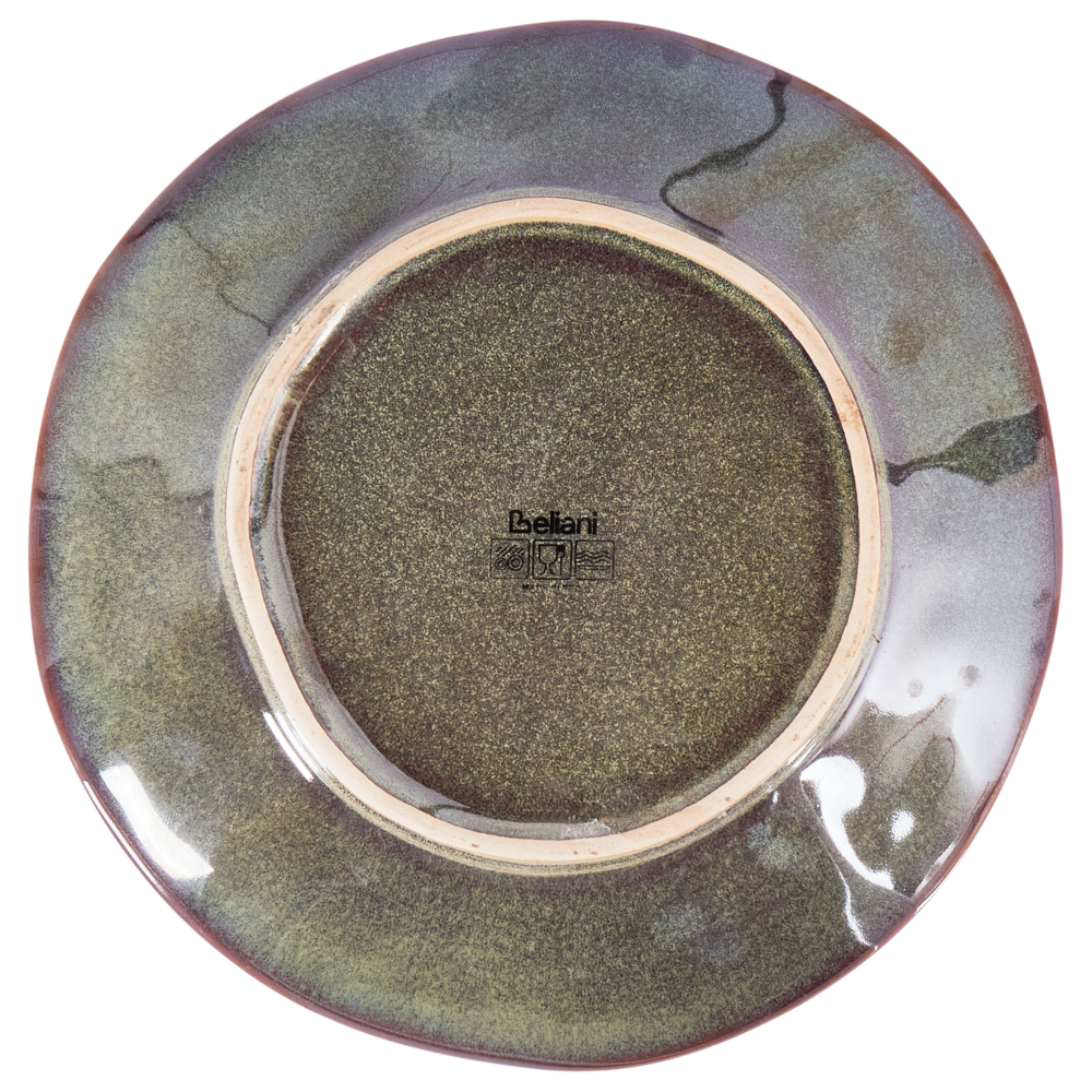 Set di 4 piatti da dessert in gres caolino lavorato a mano con smalto reattivo Verde scuro Cucina Sala da pranzo