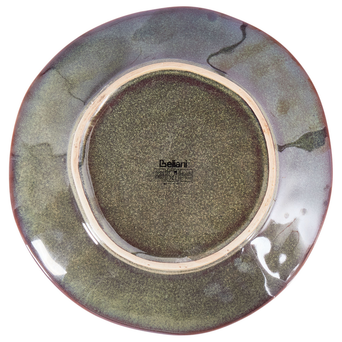 Set di 4 piatti da dessert in gres caolino lavorato a mano con smalto reattivo Verde scuro Cucina Sala da pranzo