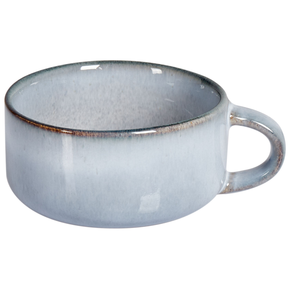 Set di 4 tazze con piattini Gres blu chiaro con finitura in smalto reattivo fatto a mano Servizio per 4 persone Tè Caffè Cucina Sala da pranzo