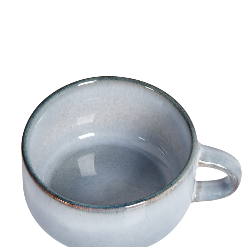 Set di 4 tazze con piattini Gres blu chiaro con finitura in smalto reattivo fatto a mano Servizio per 4 persone Tè Caffè Cucina Sala da pranzo