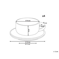 Set di 4 tazze con piattini Gres blu chiaro con finitura in smalto reattivo fatto a mano Servizio per 4 persone Tè Caffè Cucina Sala da pranzo