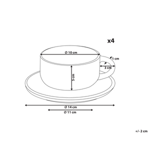 Set di 4 tazze con piattini Gres blu chiaro con finitura in smalto reattivo fatto a mano Servizio per 4 persone Tè Caffè Cucina Sala da pranzo