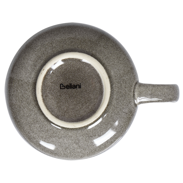 Set di 4 tazze con piattini in gres grigio con finitura in smalto reattivo fatto a mano Servizio per 4 persone per il tè e il caffè Cucina Sala da pranzo