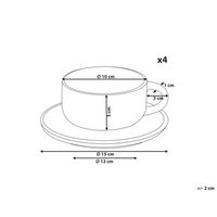 Set di 4 tazze con piattini in gres grigio con finitura in smalto reattivo fatto a mano Servizio per 4 persone per il tè e il caffè Cucina Sala da pranzo