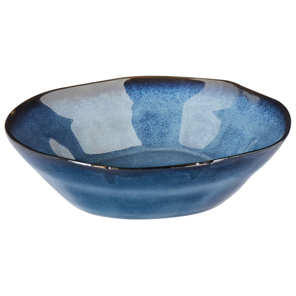 Set di 16 stoviglie in gres caolino fatto a mano con smalto reattivo Finitura blu Cucina Sala da pranzo