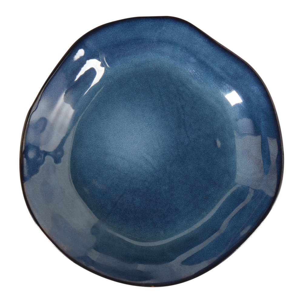 Set di 16 stoviglie in gres caolino fatto a mano con smalto reattivo Finitura blu Cucina Sala da pranzo