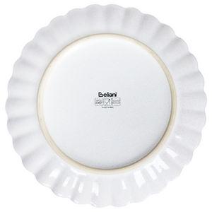 Set di 4 piatti da portata in gres bianco, caolino lavorato a mano con smalto reattivo Piatto da dessert Cucina Sala da pranzo