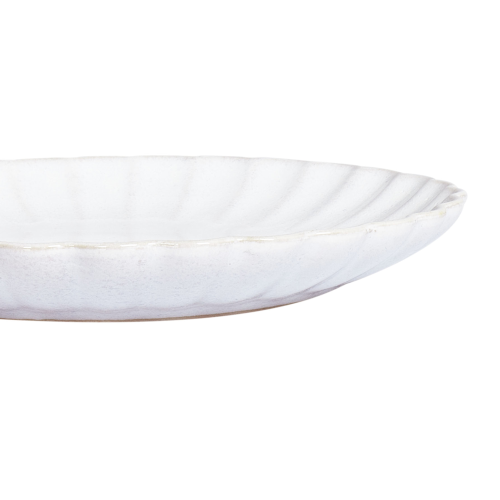 Set di 4 piatti da portata in gres bianco, caolino lavorato a mano con smalto reattivo Piatto da dessert Cucina Sala da pranzo