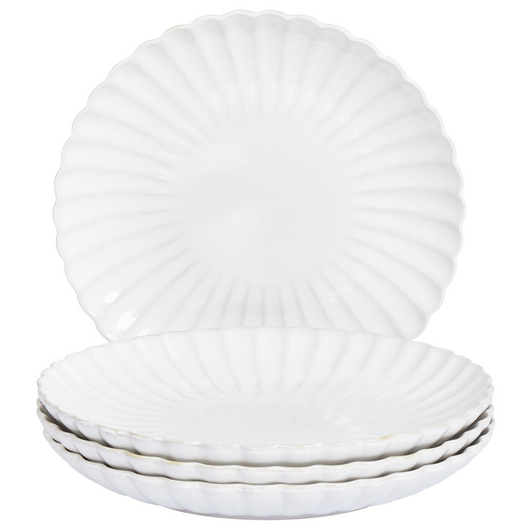 Set di 4 piatti da contorno in gres porcellanato bianco fatti a mano con smalto reattivo Perfetti per dessert cucina e sala da pranzo