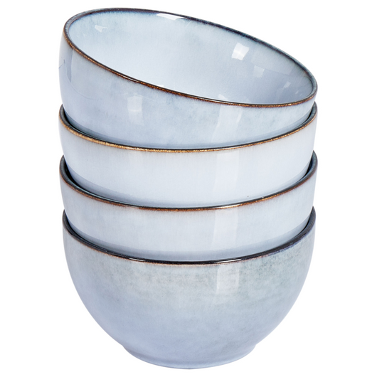 Set di 4 ciotole in gres azzurro Kaolin fatto a mano con smalto reattivo Cucina Sala da pranzo