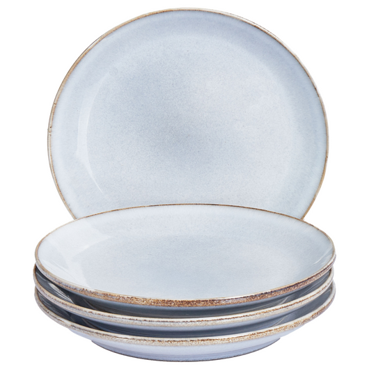 Set di 4 piatti da dessert Azzurro Gres caolino fatto a mano con smalto reattivo Piatto da dessert Cucina Sala da pranzo