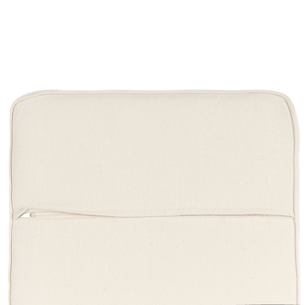 Ottomana da giardino 2 posti in rattan naturale, con cuscini bianchi e bianco sporco, 140 cm – Perfetto per esterni ed interni, stile boho per giardino, patio e balcone.