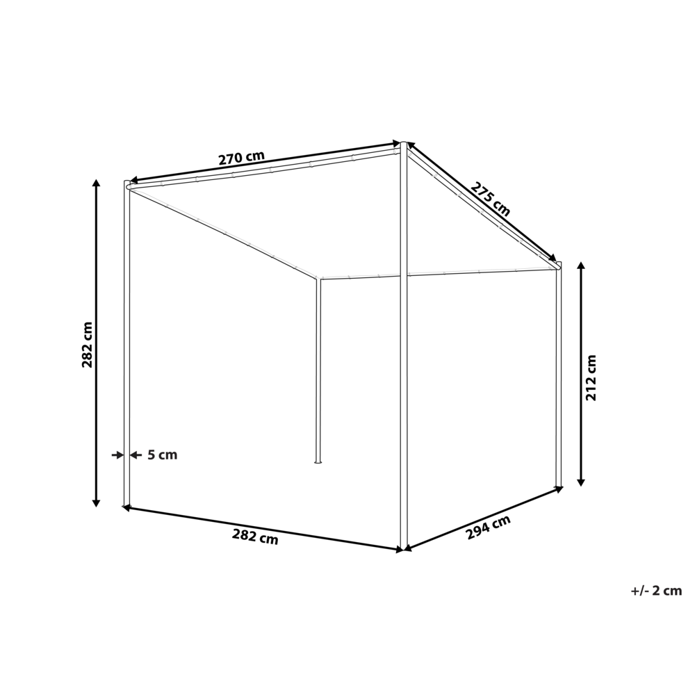 Pergola Grigio Poliestere Acciaio 282 x 294 cm Tessuto Ombra Struttura in metallo Padiglione da giardino
