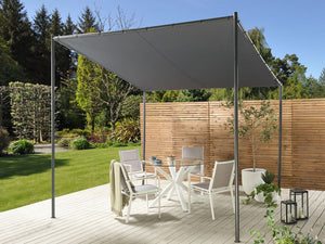 Pergola Grigio Scuro Poliestere Acciaio 282 x 294 cm Tessuto Ombra Struttura in metallo Padiglione da giardino