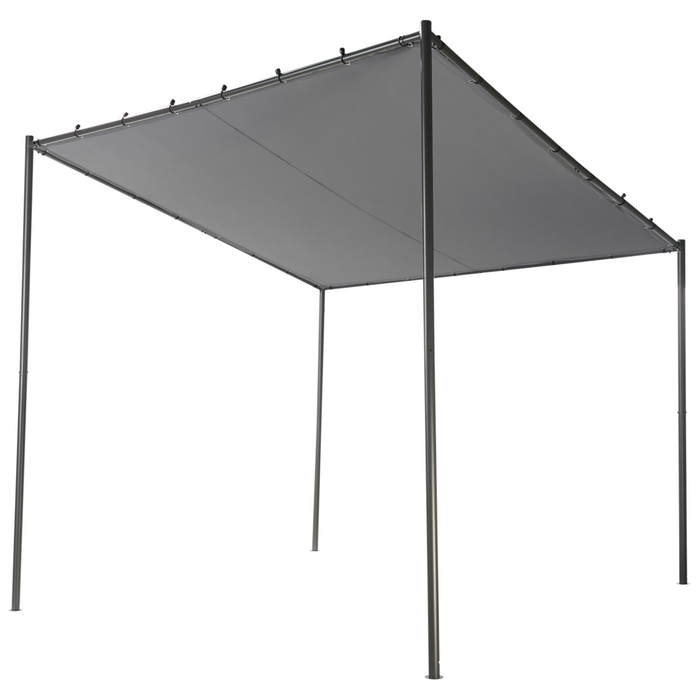 Pergola Grigio Scuro Poliestere Acciaio 282 x 294 cm Tessuto Ombra Struttura in metallo Padiglione da giardino