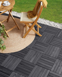 Pavimento in legno di acacia certificato grigio per esterni con base in plastica resistente all'acqua