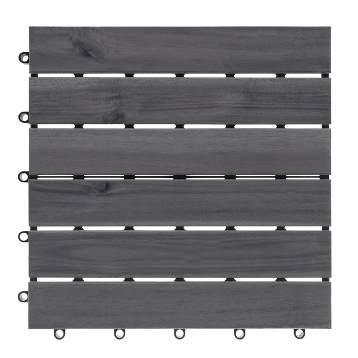 Pavimento in legno di acacia certificato grigio per esterni con base in plastica resistente all'acqua