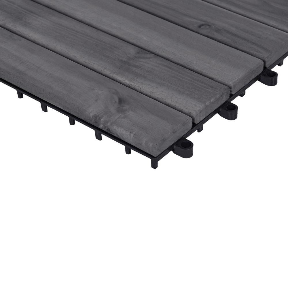 Pavimento in legno di acacia certificato grigio per esterni con base in plastica resistente all'acqua