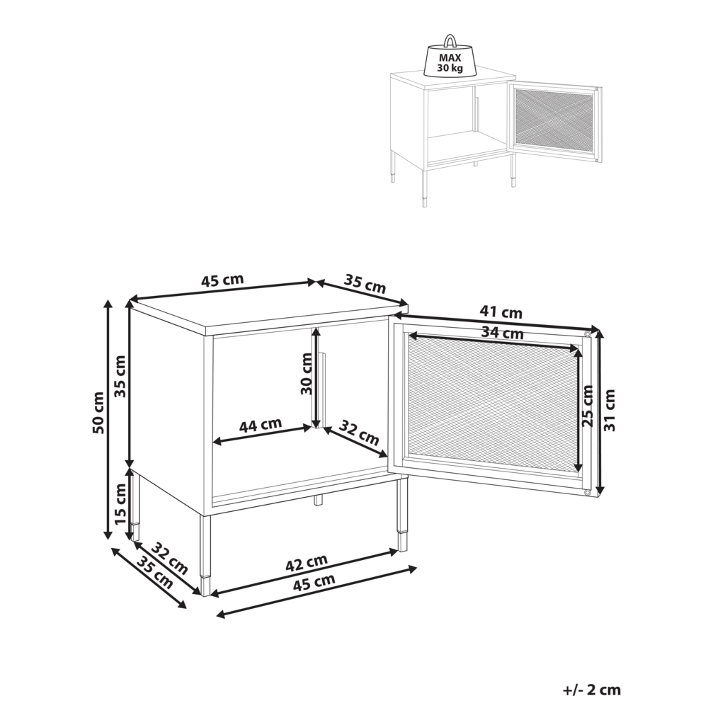 Comodino con anta a rete in acciaio nero camera da letto moderna industriale