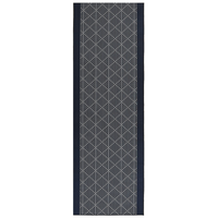 Tappeto in poliestere bianco e blu, 80 x 240 cm, motivo geometrico, antiscivolo, tradizionale, soggiorno, camera da letto, corridoio