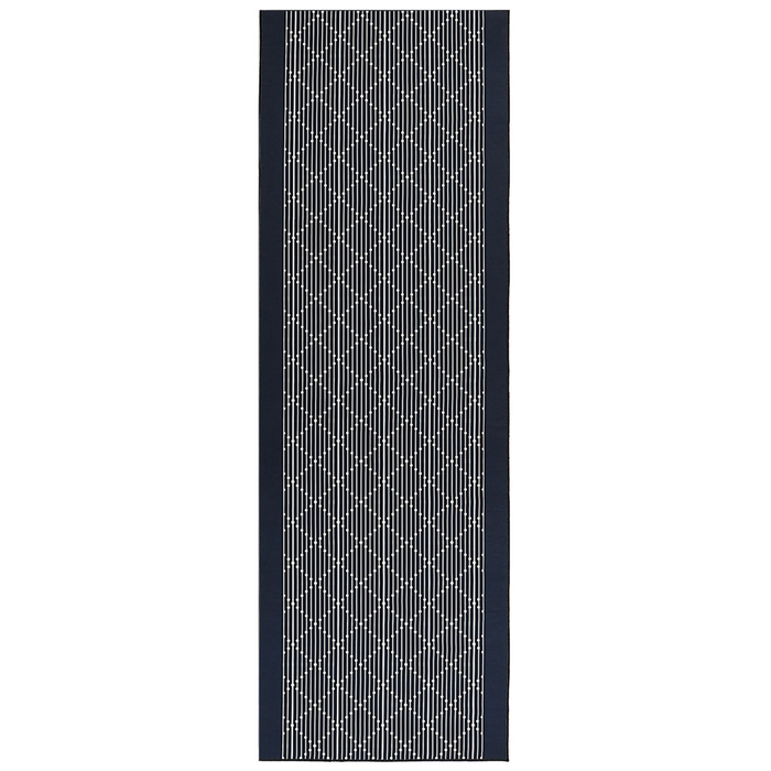 Tappeto in poliestere bianco e blu, 80 x 240 cm, motivo geometrico, antiscivolo, tradizionale, soggiorno, camera da letto, corridoio