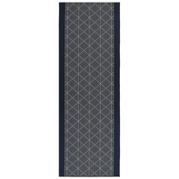 Tappeto in poliestere bianco e blu 70 x 200 cm motivo geometrico sfondo antiscivolo soggiorno tradizionale camera da letto corridoio