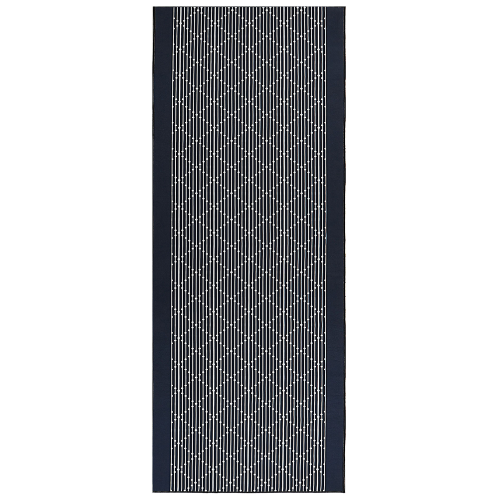 Tappeto in poliestere bianco e blu, 80 x 200 cm, motivo geometrico, antiscivolo, tradizionale, soggiorno, camera da letto, corridoio