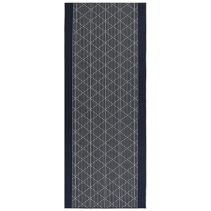 Tappeto in poliestere bianco e blu, 80 x 200 cm, motivo geometrico, antiscivolo, tradizionale, soggiorno, camera da letto, corridoio