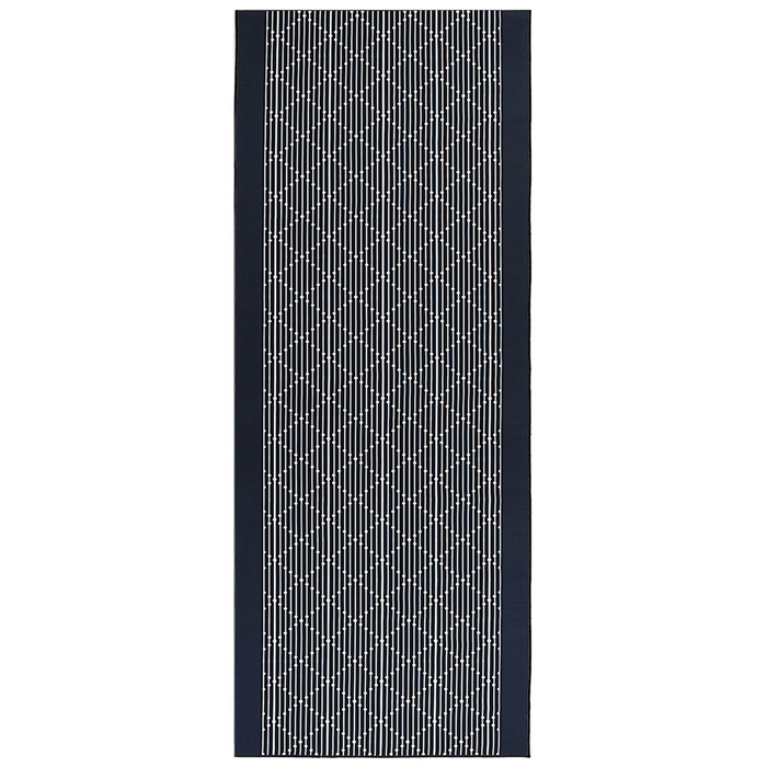 Tappeto in poliestere bianco e blu, 80 x 200 cm, motivo geometrico, antiscivolo, tradizionale, soggiorno, camera da letto, corridoio