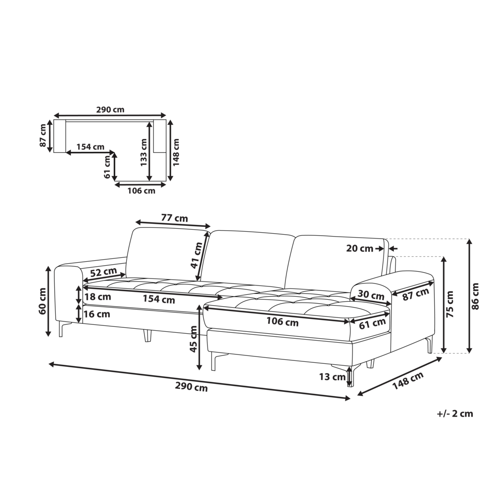 Divano angolare moderno a L con gambe in metallo e velluto verde scuro lato sinistro soggiorno minimalista