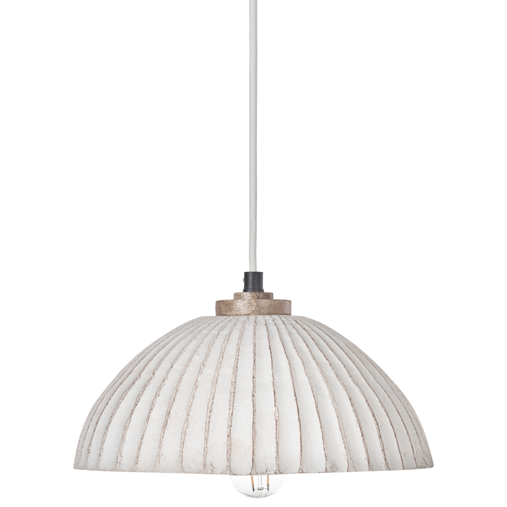 Lampada a sospensione Cartapesta bianca fatta a mano Paralume organico naturale