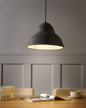 Lampada a sospensione Grigio Cartapesta fatta a mano Paralume Organico Naturale