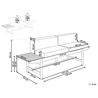 Panchina da giardino in legno di acacia chiaro 210 x 84 cm con cuscini bianco sporco Design rustico per esterni Patio Balcone
