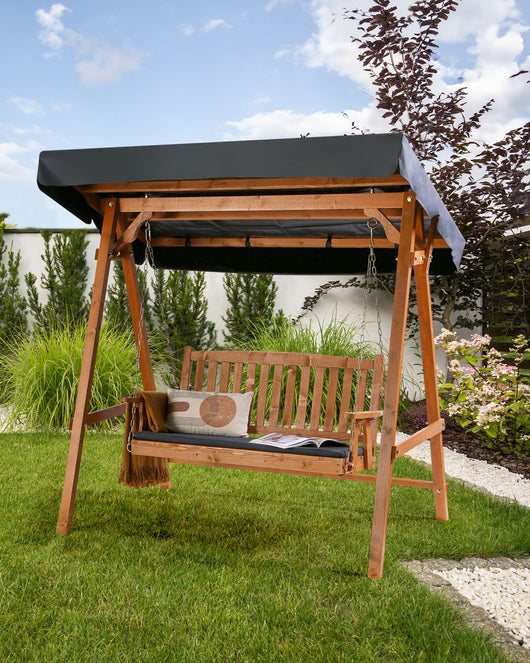 Dondolo da Esterno in Legno di Larice con baldacchino autoportante