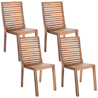 Set di 4 sedie da giardino in legno di acacia marrone chiaro per esterni senza braccioli in stile rustico