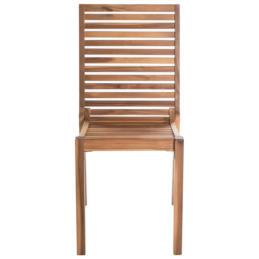 Set di 4 sedie da giardino in legno di acacia marrone chiaro per esterni senza braccioli in stile rustico