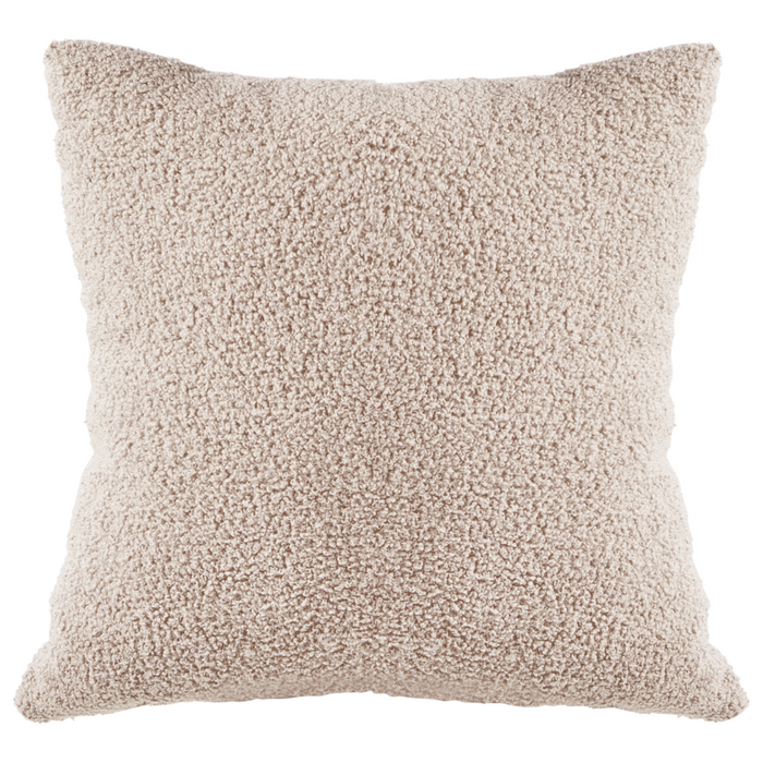 Poltrona Beige in boucle con base girevole in ferro Due cuscini sfoderabili Schienale rotondo Soggiorno moderno in stile glam