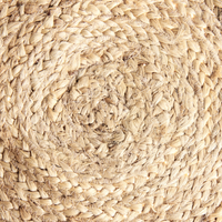 Tappeto Beige e Rosso Rotondo 200 cm Boho Rustico Spirale Intrecciato Fatto a mano Juta Naturale Camera da letto Soggiorno