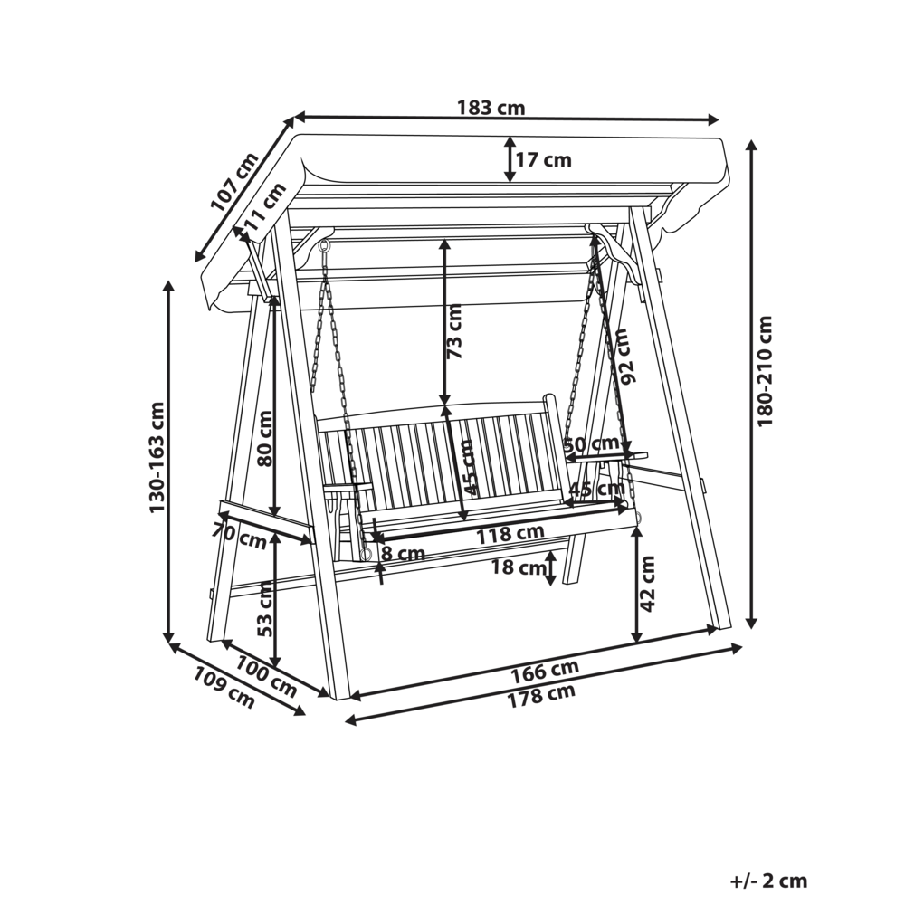 Dondolo da Esterno in Legno di Larice con baldacchino autoportante