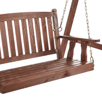 Dondolo da Esterno in Legno e Tessuto beige 2 con baldacchino autoportante