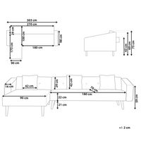 Divano letto ad angolo lato destro con bottoni in bouclè bianco sporco a 4 posti stile elegante