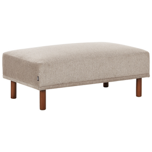 Pouf tortora rettangolare con gambe in legno di gomma verniciato marrone stile minimalista