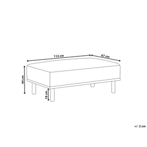 Pouf tortora rettangolare con gambe in legno di gomma verniciato marrone stile minimalista