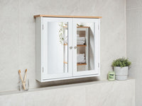 Armadietto a muro con specchio da bagno MDF Bianco 17 x 60 cm stile scandinavo