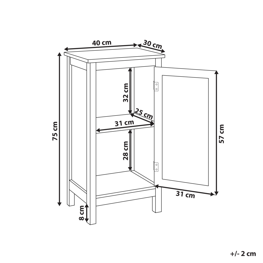 Mobiletto per il bagno con ripiani e ante traforate MDF Bianco 30 x 75 cm stile raffinato
